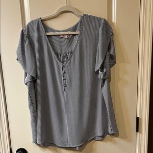 Philosophy Navy Blue and White Striped Blouse